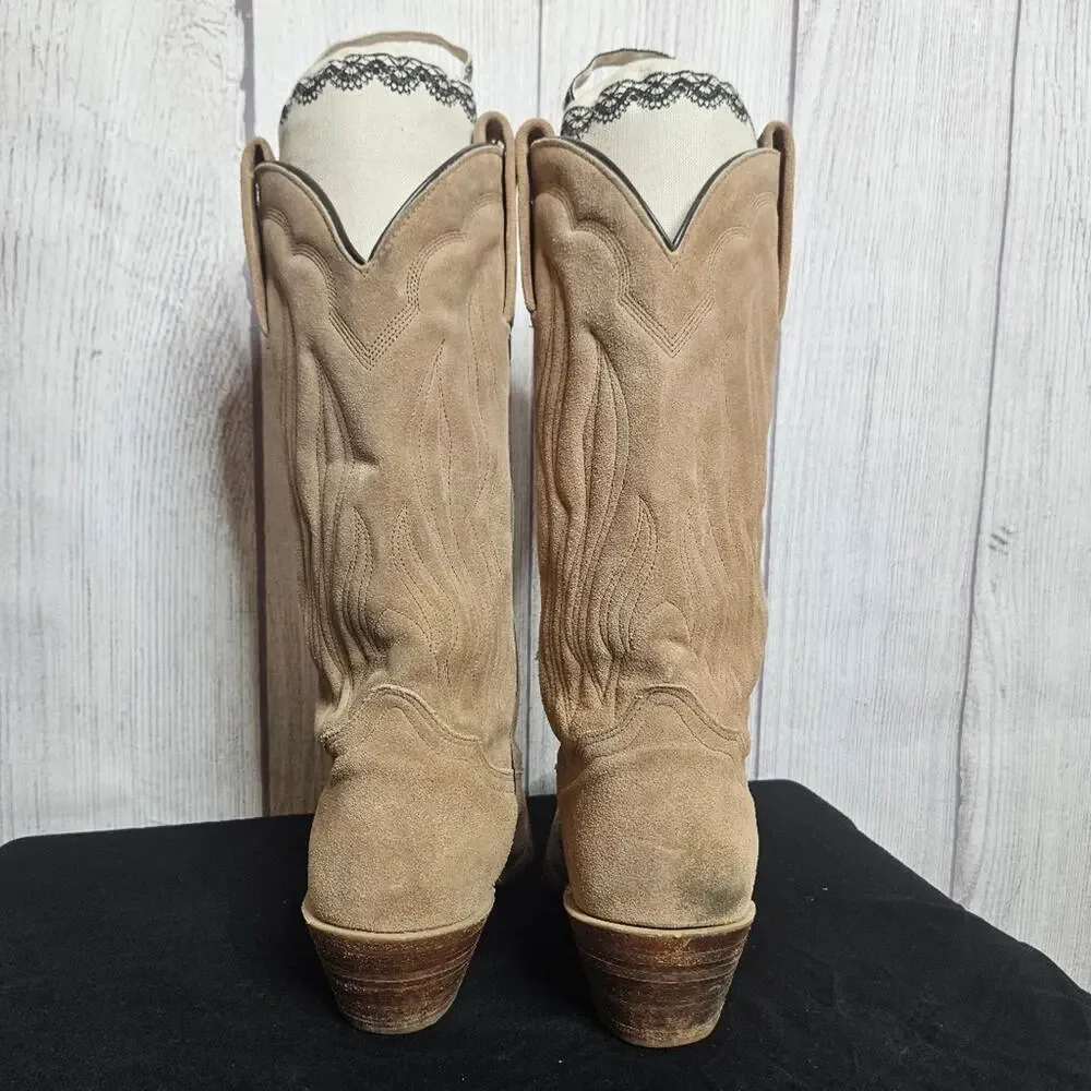 VTG Frye Tan Suede Leather Made in USA Boots, Style 3845, size 7.5 D